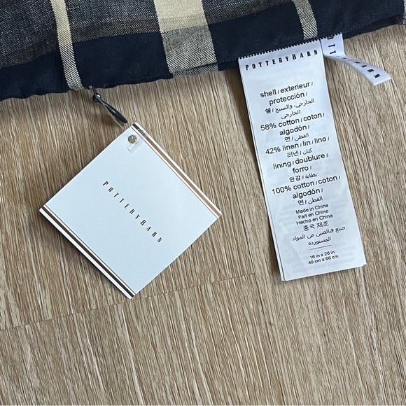 2 Pottery Barn Douglas Plaid Pillow Covers w/Zipper Navy Blue and Off White - Picture 5 of 5